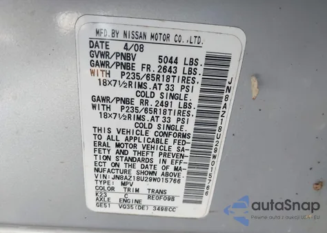 2009 Nissan Murano Sl from USA, damaged, VIN JN8AZ18U29W015766